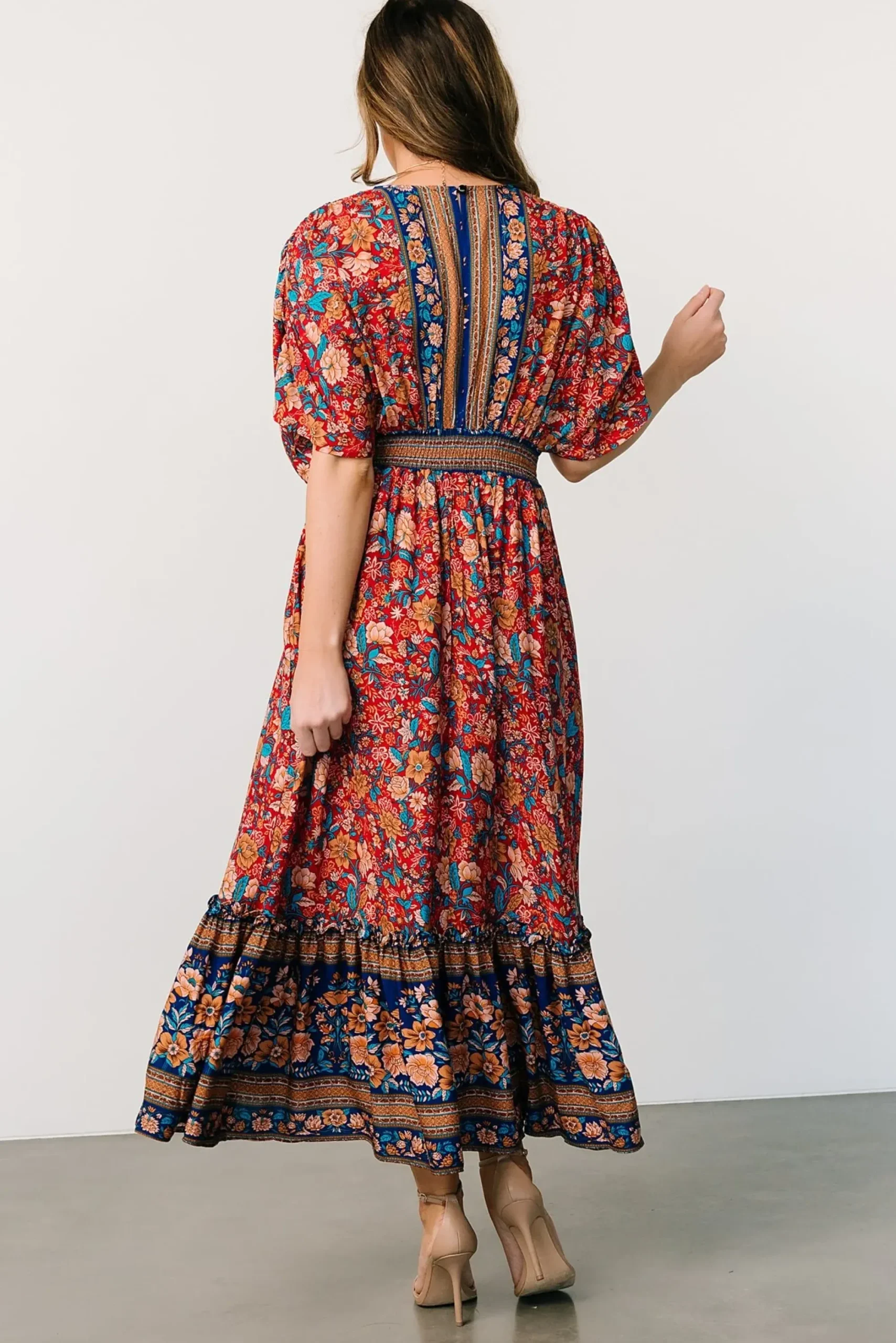 New Baltic Born Leeanne Midi Dress | Red Multi Floral