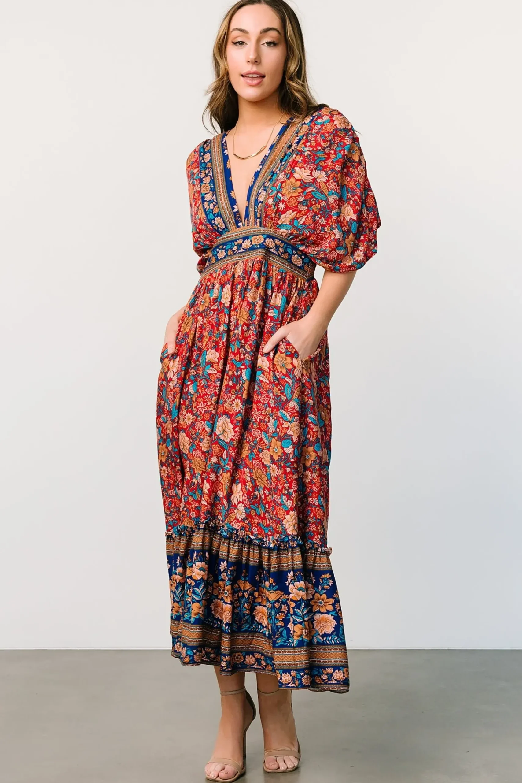 New Baltic Born Leeanne Midi Dress | Red Multi Floral