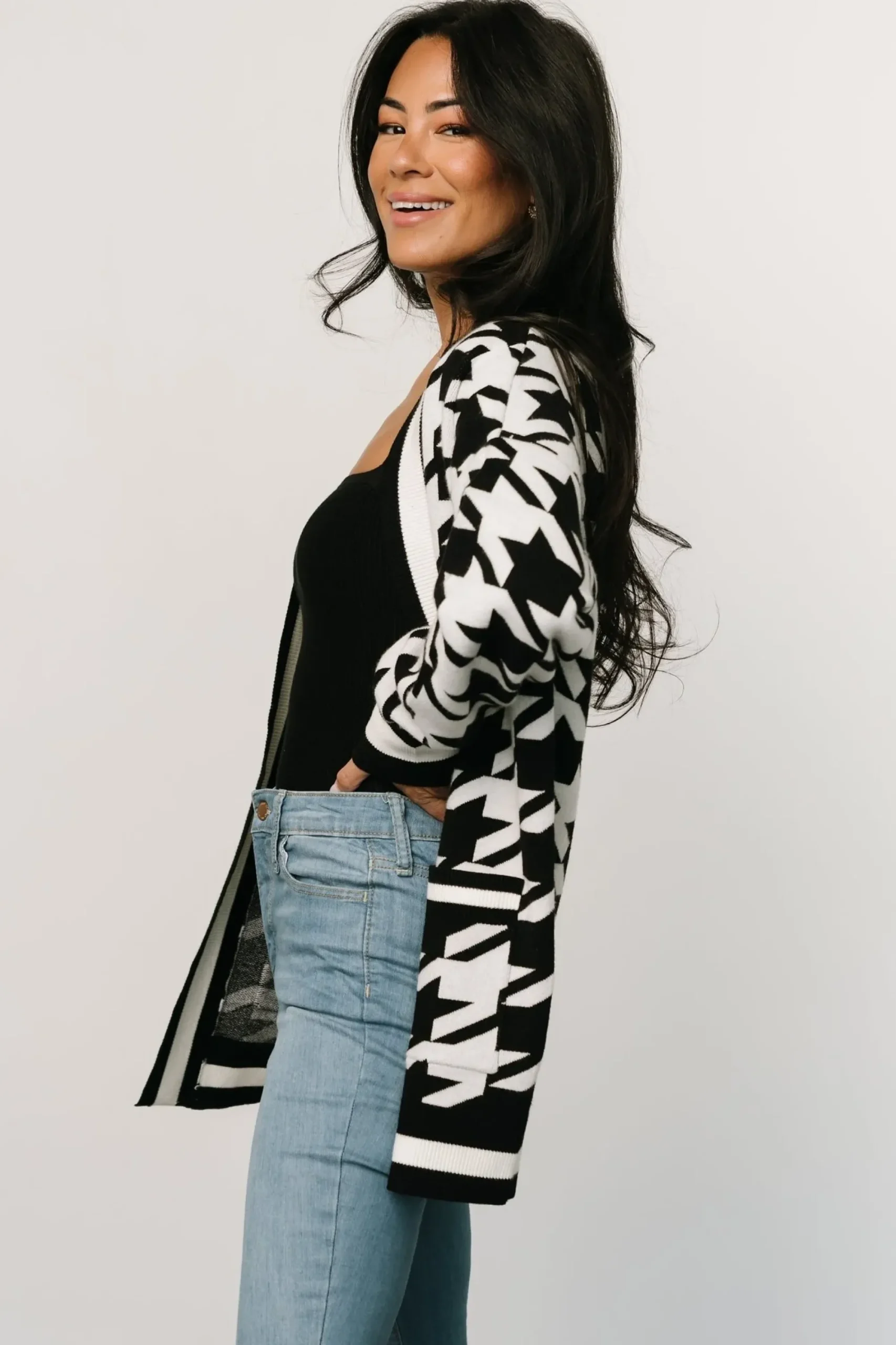 Best Baltic Born Leroy Houndstooth Cardigan | Black + White