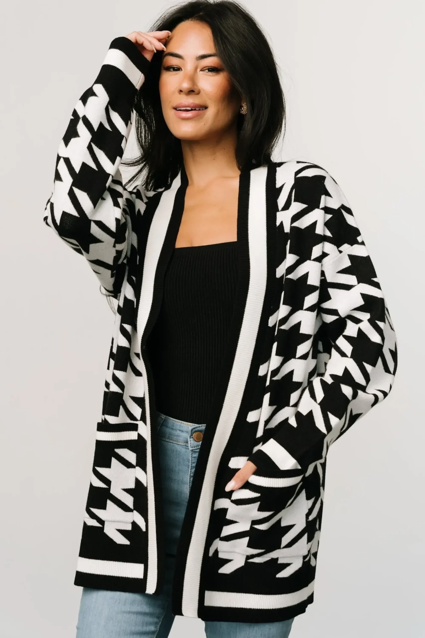Best Baltic Born Leroy Houndstooth Cardigan | Black + White
