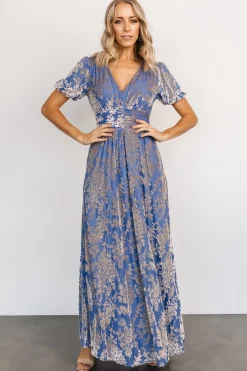 Best Baltic Born Leslie Velvet Maxi Dress | Blue + Silver