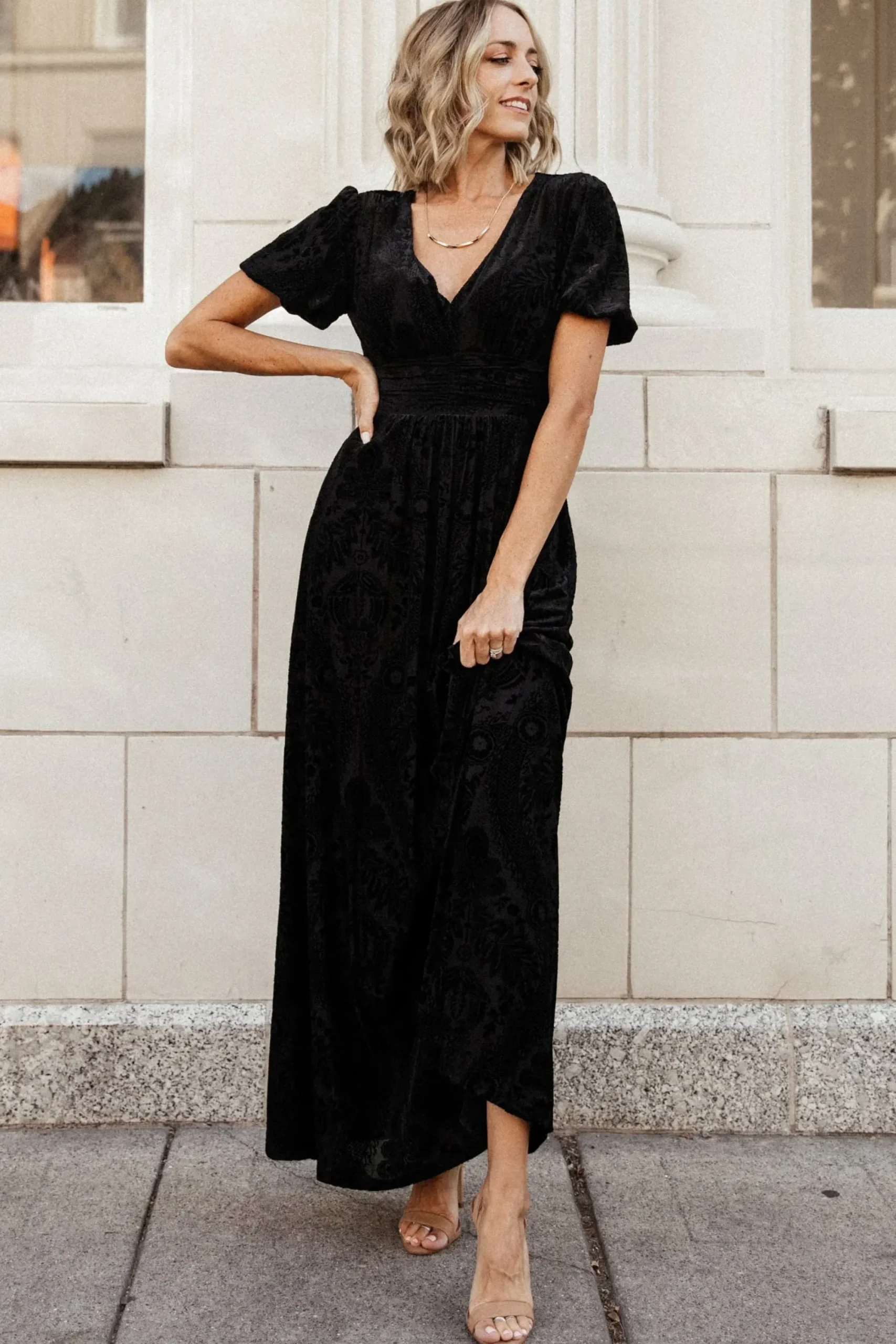 New Baltic Born Leslie Velvet Maxi Dress | Black