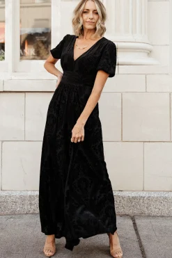 New Baltic Born Leslie Velvet Maxi Dress | Black