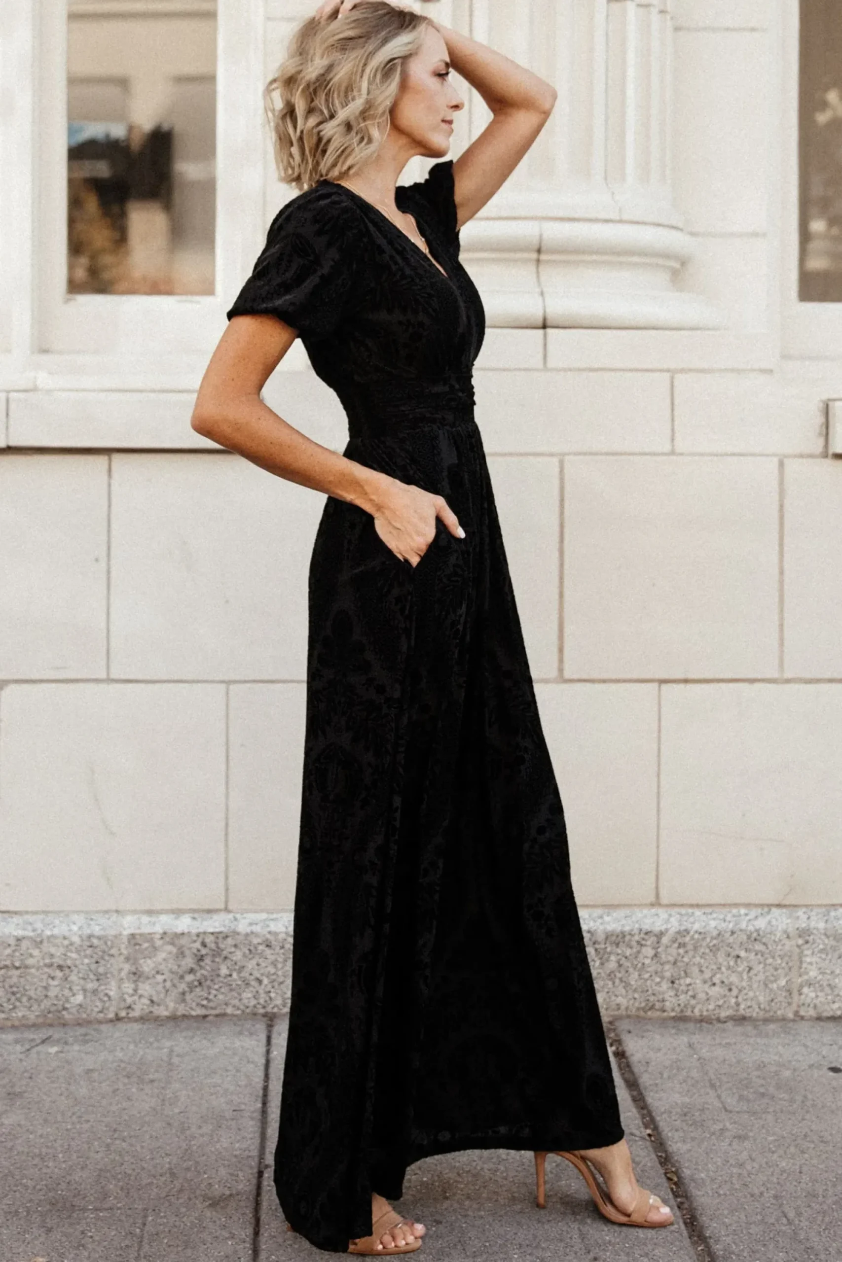 New Baltic Born Leslie Velvet Maxi Dress | Black