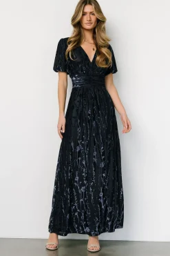 Online Baltic Born Leslie Velvet Maxi Dress | Deep Blue