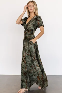 Hot Baltic Born Leslie Velvet Maxi Dress | Green + Copper