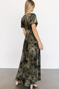 Hot Baltic Born Leslie Velvet Maxi Dress | Green + Copper