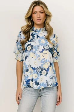 Outlet Baltic Born Lisa Ruffle Sleeve Top | Blue Floral
