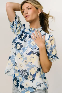 Outlet Baltic Born Lisa Ruffle Sleeve Top | Blue Floral