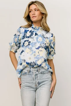 Outlet Baltic Born Lisa Ruffle Sleeve Top | Blue Floral