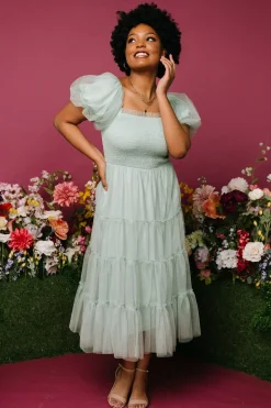 Discount Baltic Born Liv Tulle Midi Dress | Light Green