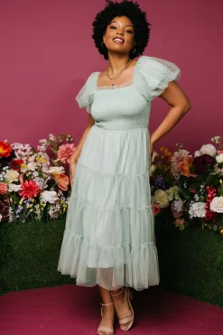 Discount Baltic Born Liv Tulle Midi Dress | Light Green