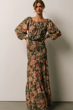 New Baltic Born Lizzie Smocked Maxi Dress | Green Multi