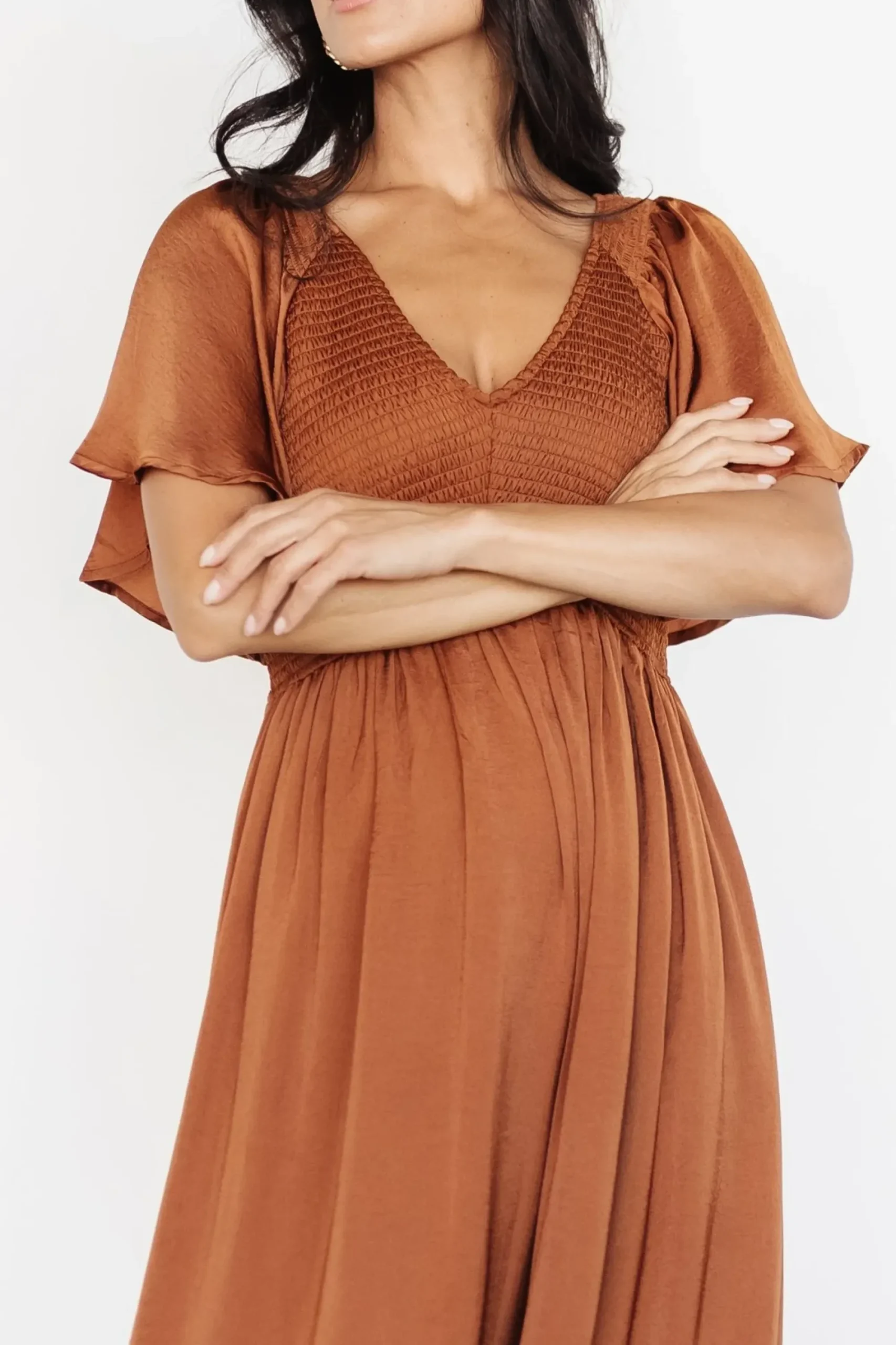 Hot Baltic Born Lovell Smocked Midi Dress | Dark Copper