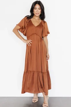 Hot Baltic Born Lovell Smocked Midi Dress | Dark Copper