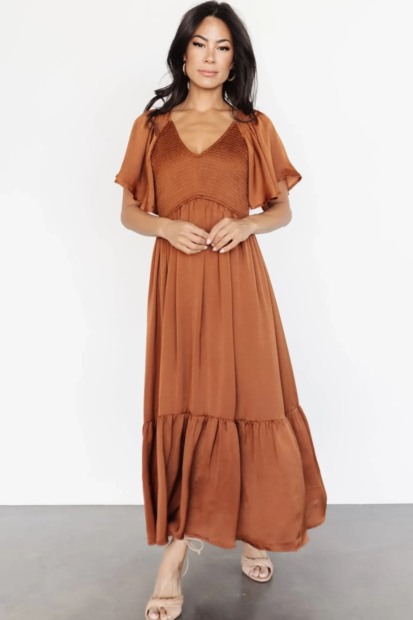 Hot Baltic Born Lovell Smocked Midi Dress | Dark Copper