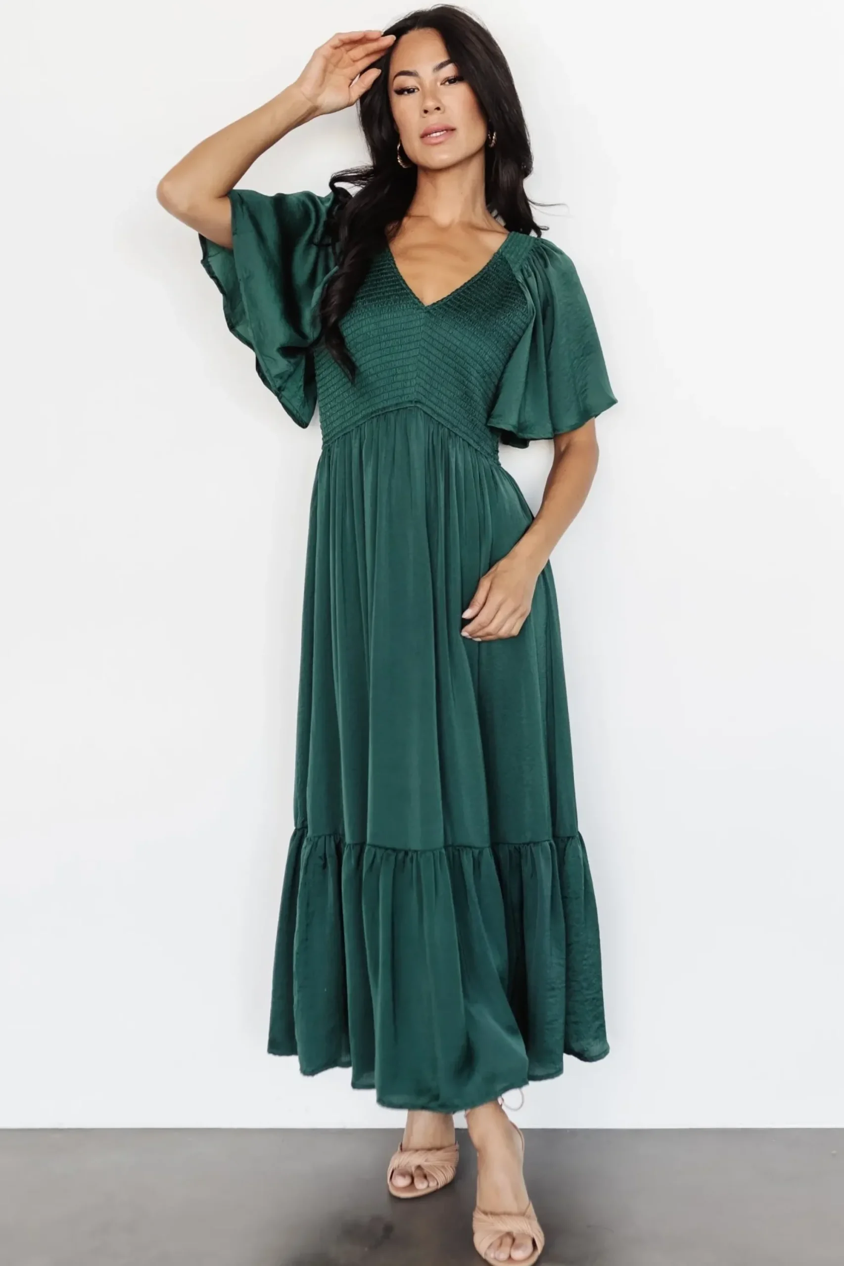 Hot Baltic Born Lovell Smocked Midi Dress | Emerald
