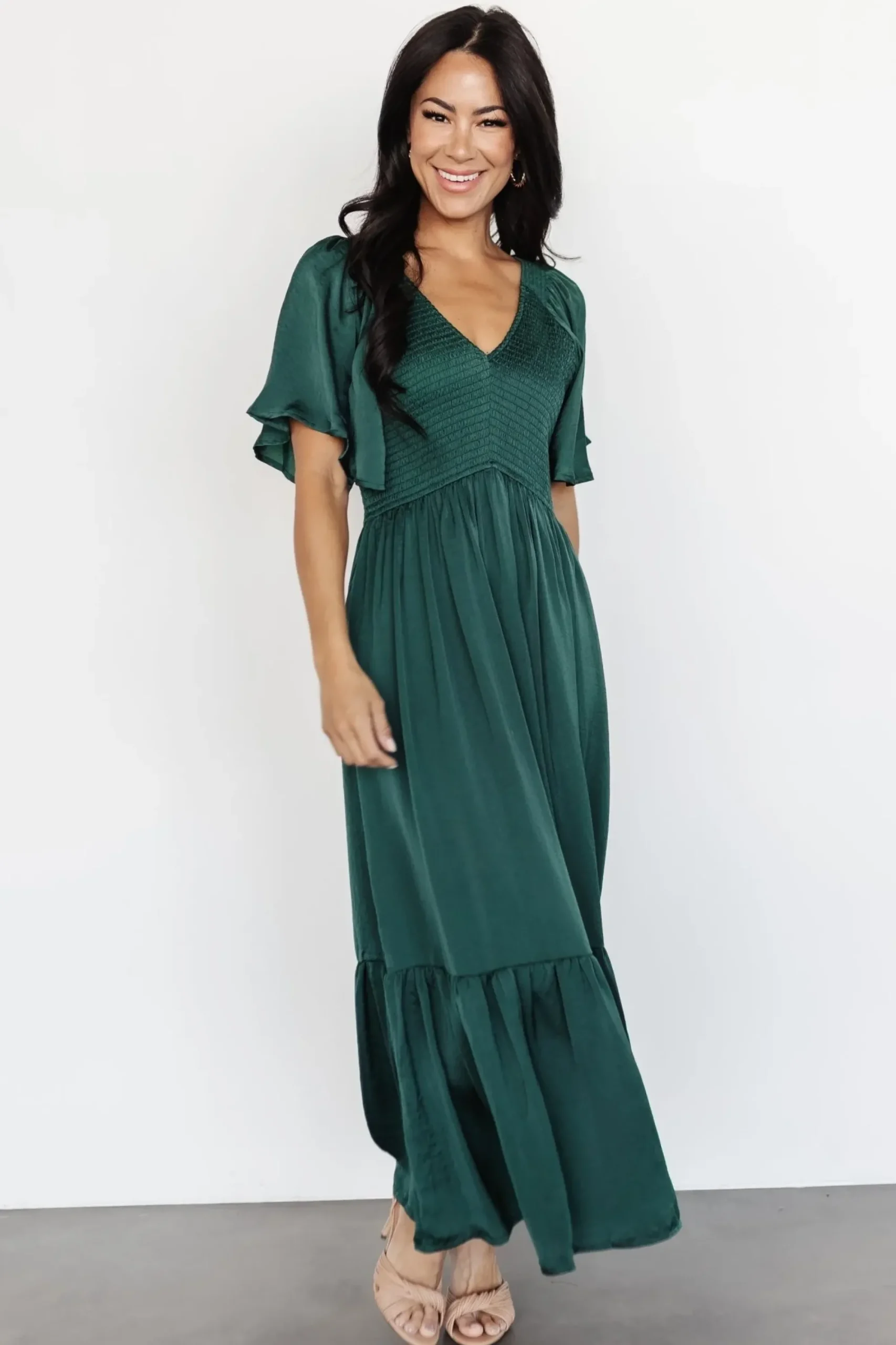 Hot Baltic Born Lovell Smocked Midi Dress | Emerald