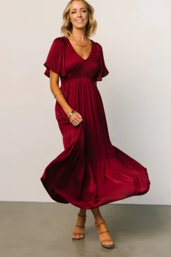 Outlet Baltic Born Lovell Smocked Midi Dress | Wine