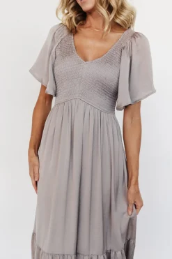 New Baltic Born Lovell Smocked Midi Dress | Vintage Gray