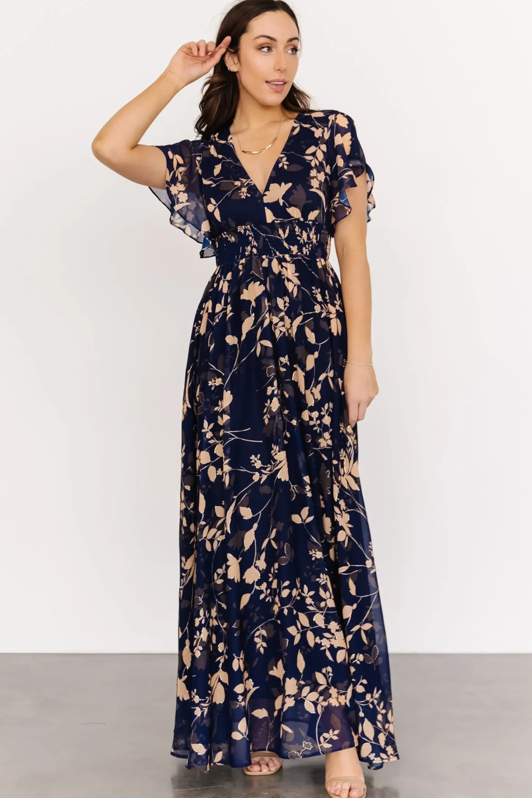 Discount Baltic Born Lynlee Metallic Maxi Dress | Navy