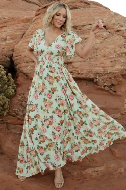 Clearance Baltic Born Lynlee Metallic Maxi Dress | Sage + Pink