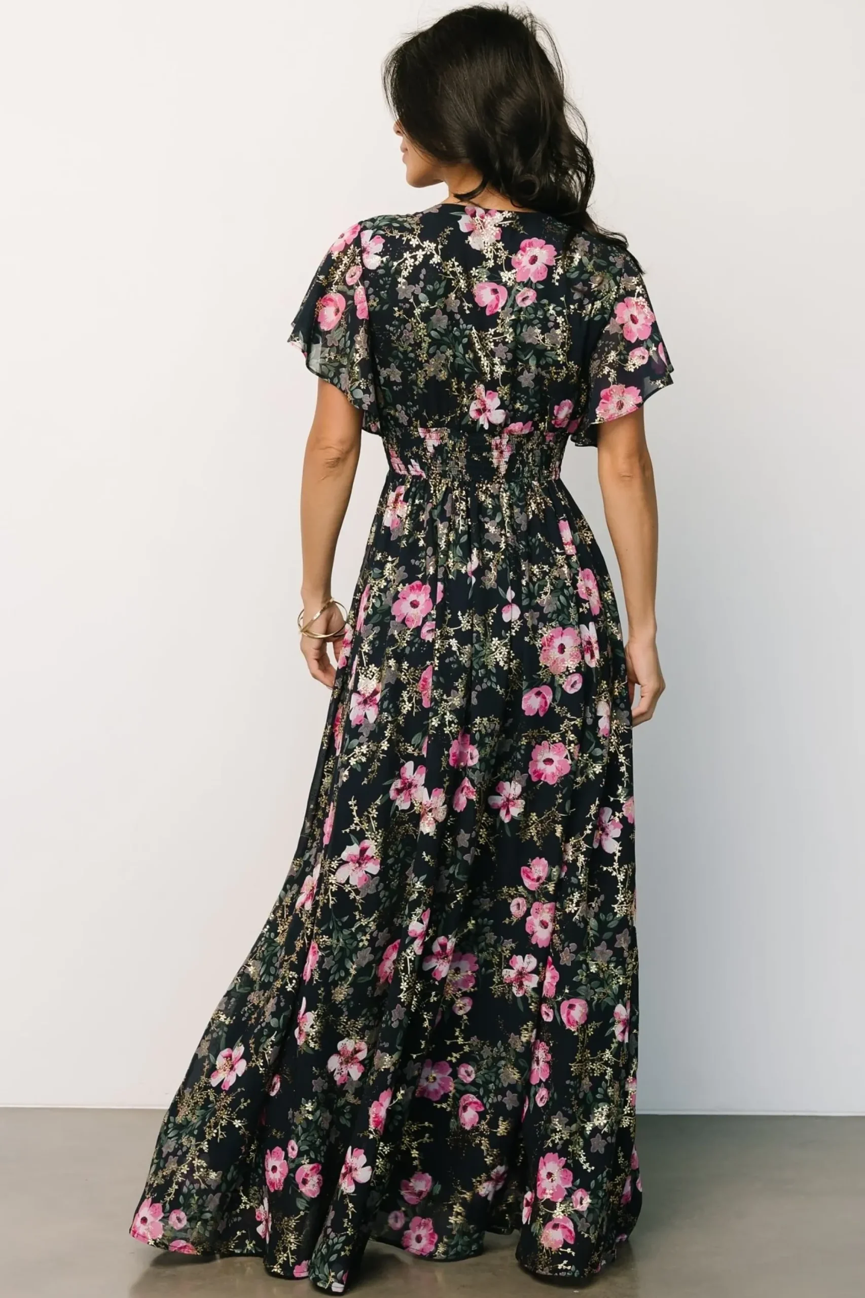 Hot Baltic Born Lynlee Metallic Maxi Dress | Dark Blue + Pink