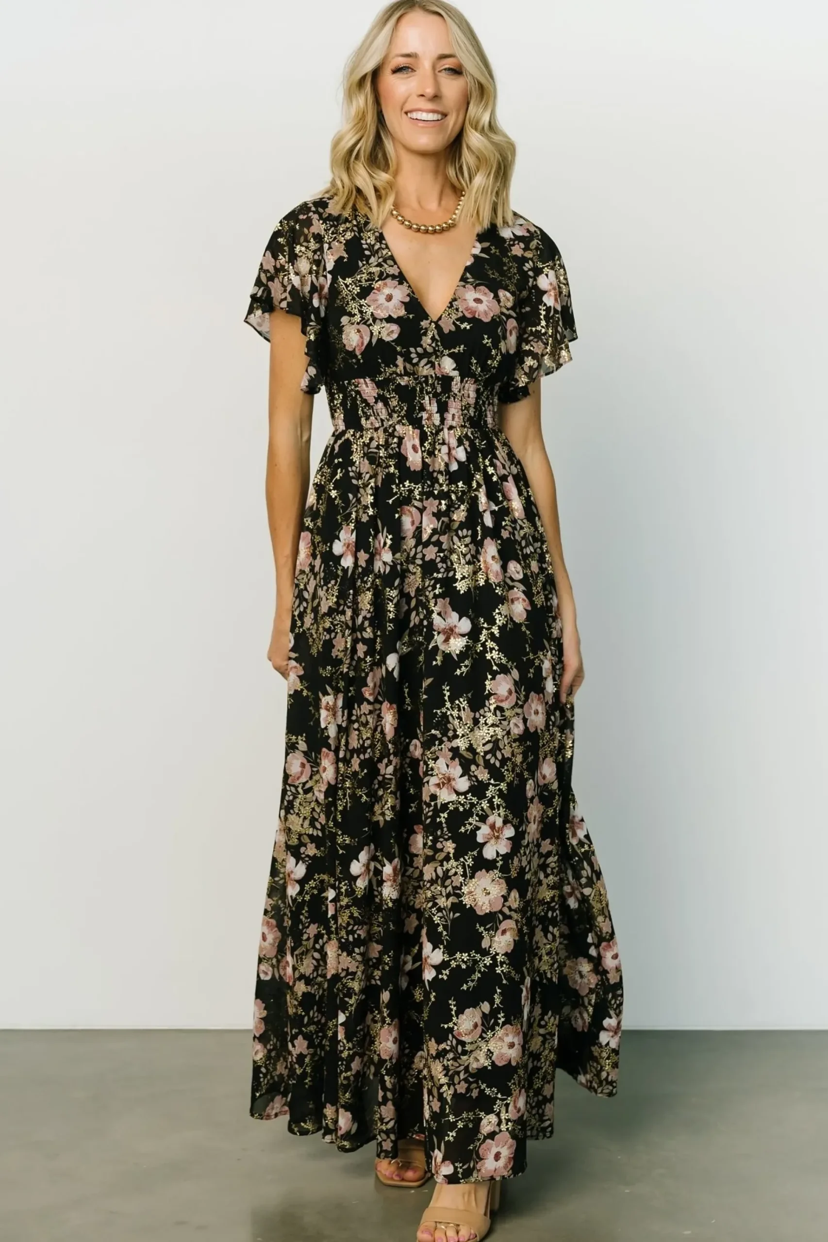 New Baltic Born Lynlee Metallic Maxi Dress | Black + Mauve