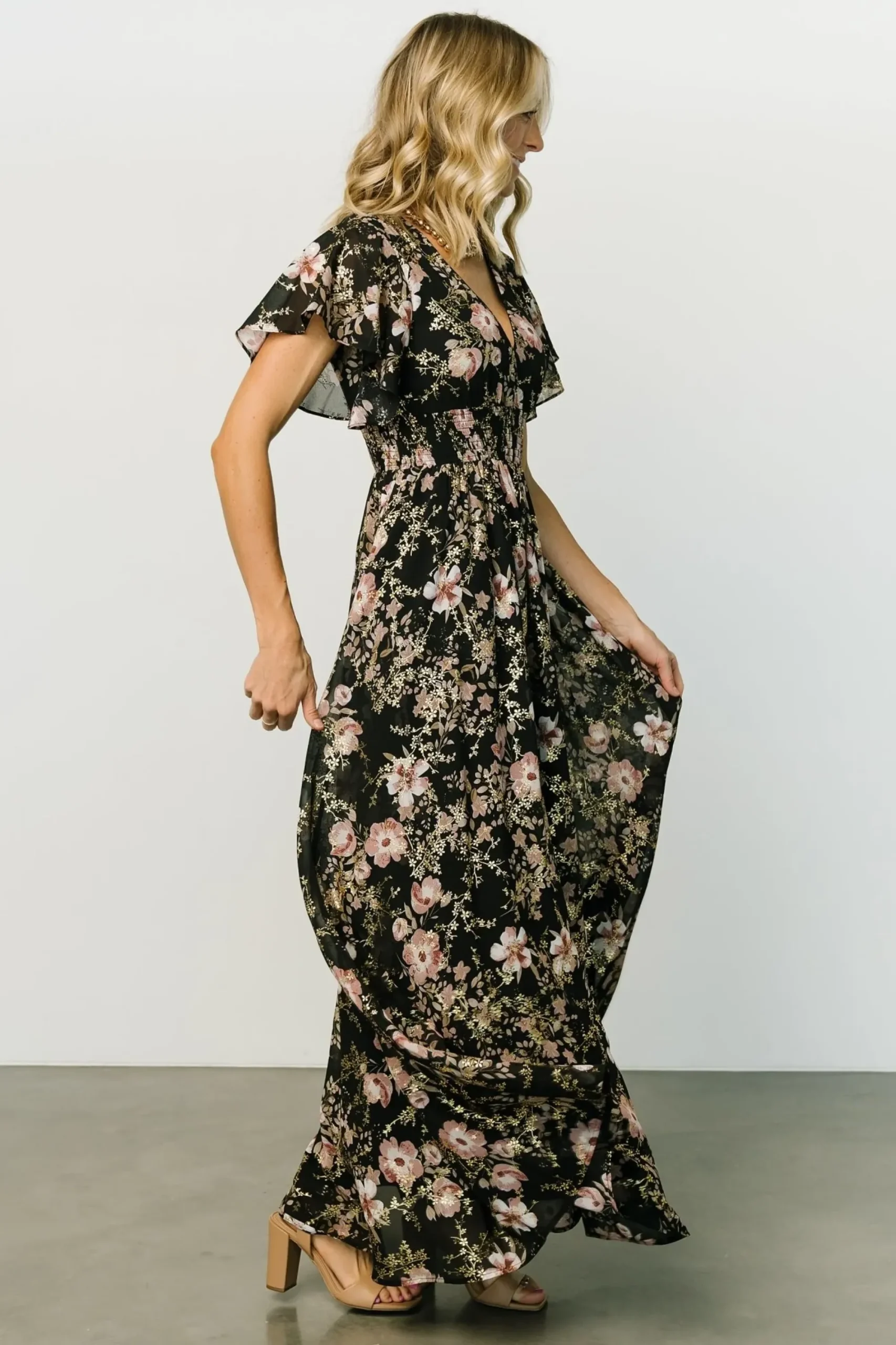 New Baltic Born Lynlee Metallic Maxi Dress | Black + Mauve