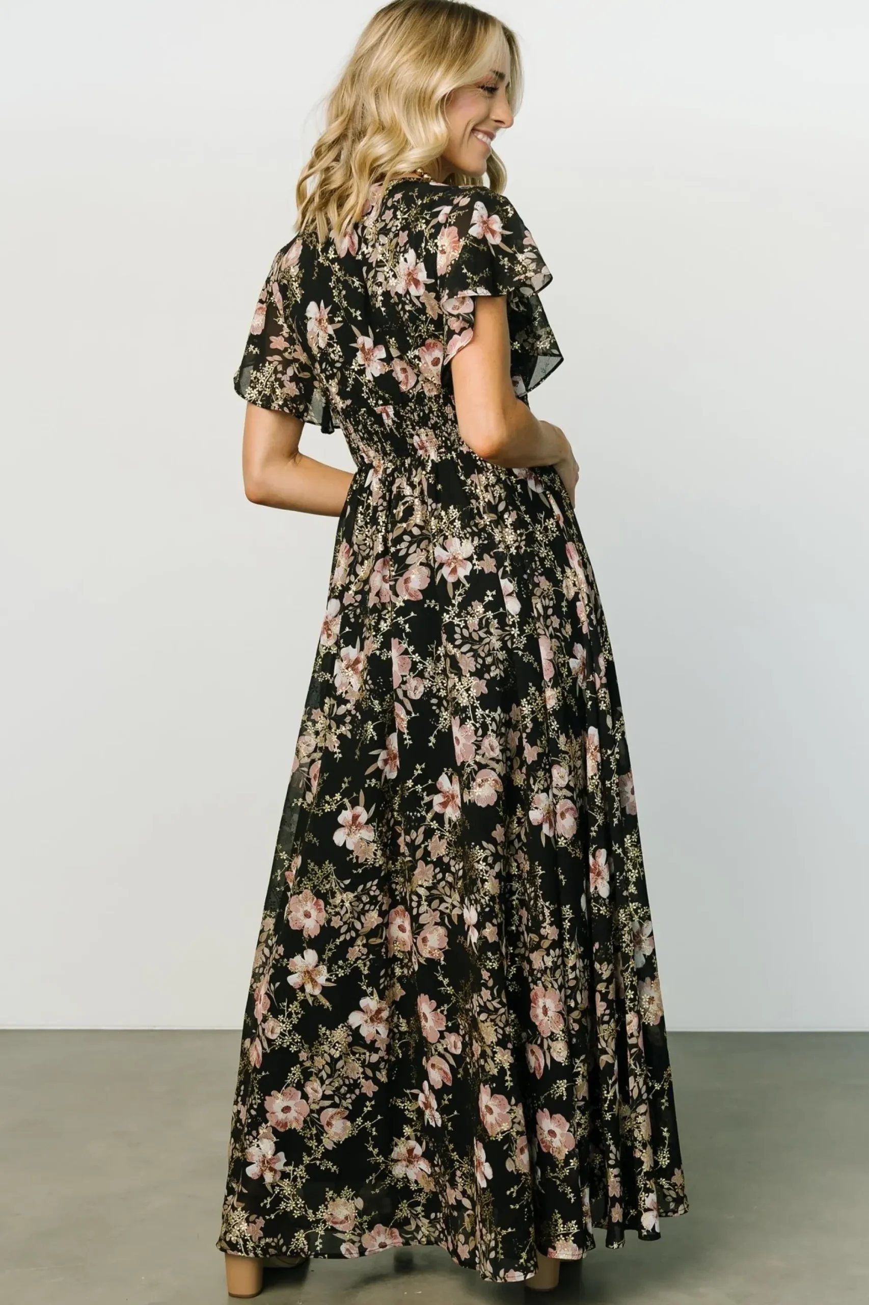 New Baltic Born Lynlee Metallic Maxi Dress | Black + Mauve