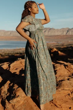 Fashion Baltic Born Lynlee Metallic Maxi Dress | Eucalyptus