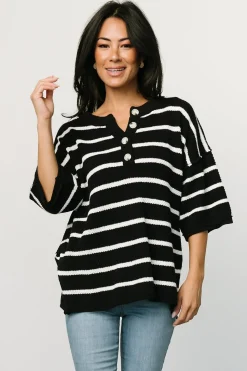 Outlet Baltic Born Maddock Stripe Knit Top | Black + Off White