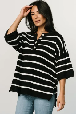 Outlet Baltic Born Maddock Stripe Knit Top | Black + Off White