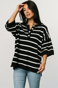Outlet Baltic Born Maddock Stripe Knit Top | Black + Off White