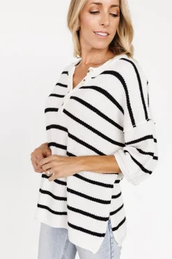 Hot Baltic Born Maddock Stripe Knit Top | Off White + Black