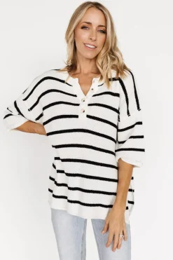 Hot Baltic Born Maddock Stripe Knit Top | Off White + Black