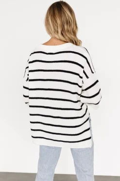 Hot Baltic Born Maddock Stripe Knit Top | Off White + Black
