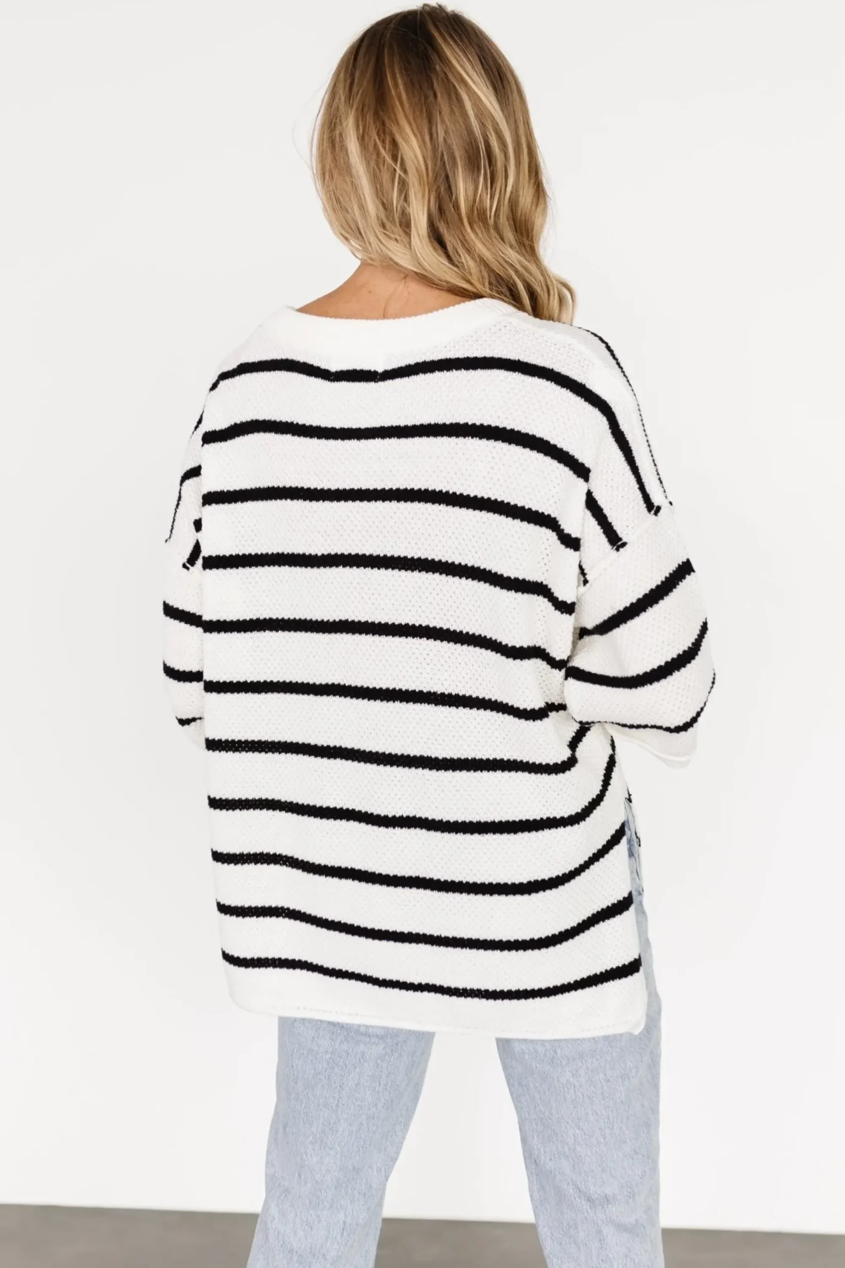 Hot Baltic Born Maddock Stripe Knit Top | Off White + Black