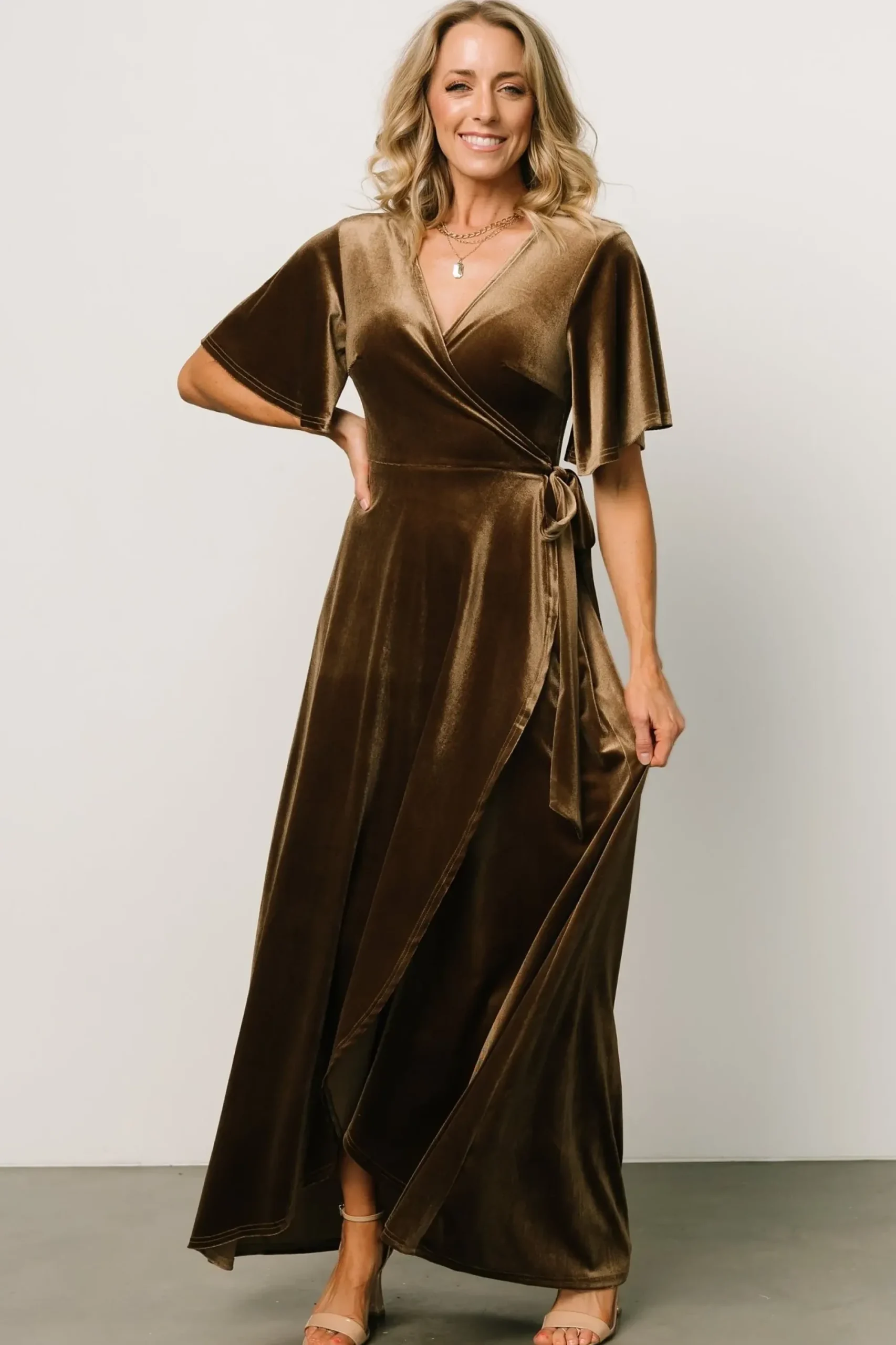 Best Baltic Born Maella Velvet Wrap Dress | Brushed Bronze