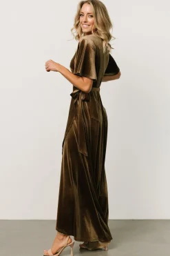 Best Baltic Born Maella Velvet Wrap Dress | Brushed Bronze