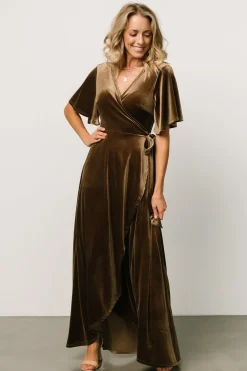 Best Baltic Born Maella Velvet Wrap Dress | Brushed Bronze