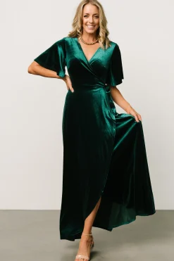 Online Baltic Born Maella Velvet Wrap Dress | Emerald