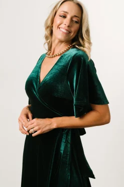 Online Baltic Born Maella Velvet Wrap Dress | Emerald