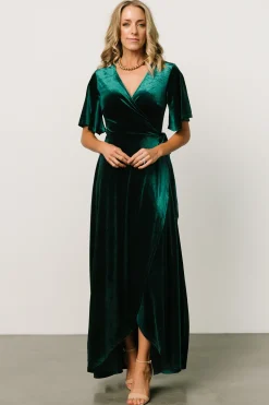 Online Baltic Born Maella Velvet Wrap Dress | Emerald