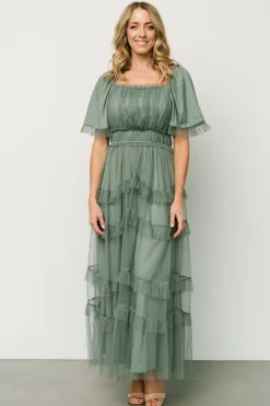 Clearance Baltic Born Magdalena Tulle Maxi Dress | Eucalyptus