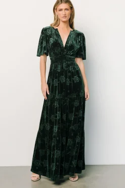 Outlet Baltic Born Magliato Embossed Velvet Maxi Dress | Green