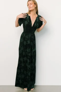 Outlet Baltic Born Magliato Embossed Velvet Maxi Dress | Green