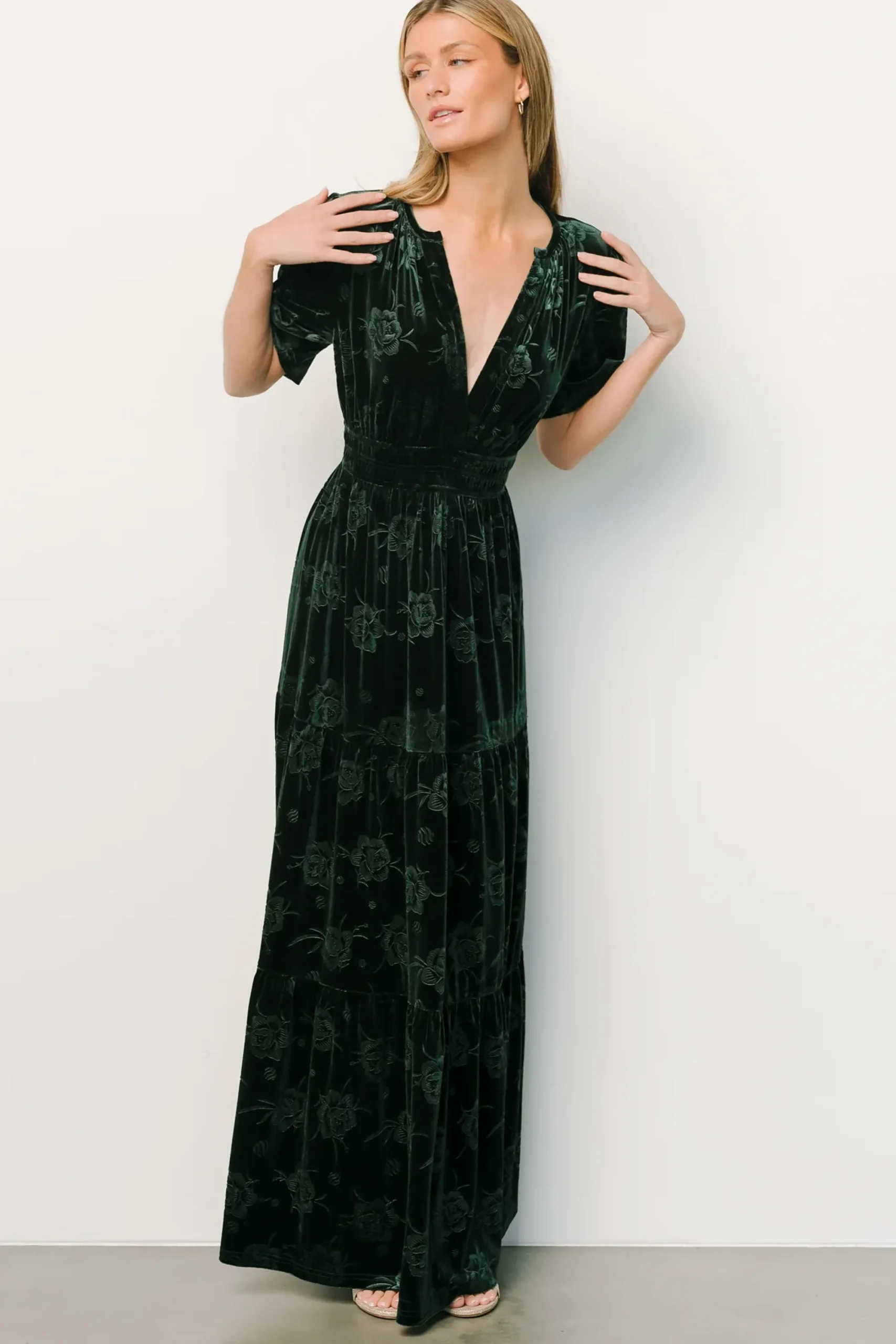Outlet Baltic Born Magliato Embossed Velvet Maxi Dress | Green