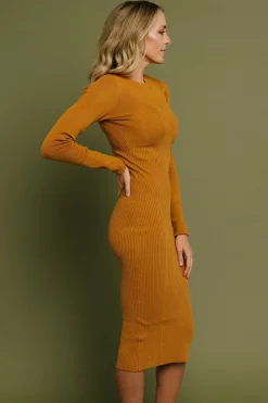 Fashion Baltic Born Manhattan Ribbed Sweater Dress | Camel