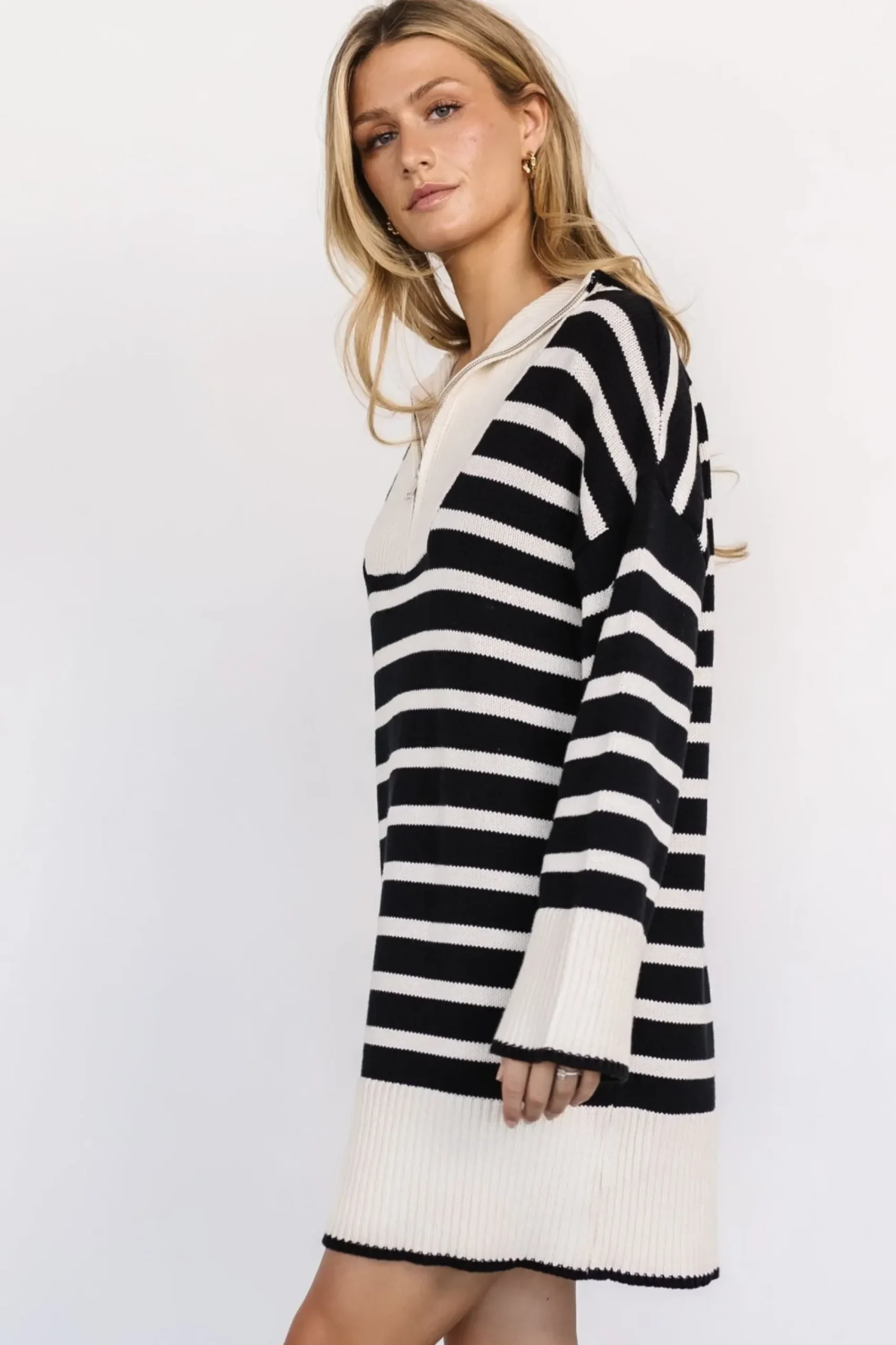 Clearance Baltic Born Manon Sweater Dress | Ivory + Black